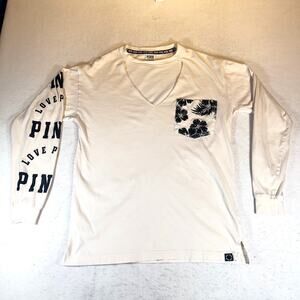 Pink by Victoria Secret Woman’s XS Long Sleeve T-Shirt Tropical Floral KeyHole